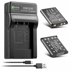ENEGON Ersatzbatterie (2er Pack) und Rapid Dual Ladegerät für Olympus Li-40B Li-42B Nikon EN-EL10 Fuji NP-45 NP-45S Fujifilm INSTAX Mini 90 und FinePix XP50 XP60 J10 J15 J100 J110w T550 JX500 JX520