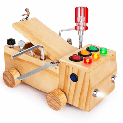 OAKJAR Montessori Schraubendreherbrett, Montessori Busy Board Spielzeug ab 2-6 Jahr, Montessori Activity Board Holzspielzeug Motorikspielzeug Lernspielzeug für Babys Kleinkinder Jungen Mädchen