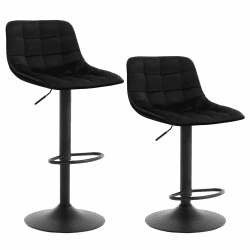WOLTU BH273sz-2 2er-Set Barhocker Küchenstuhl Barstuhl mit Rückenlehne und Einstellgriff, höhenverstellbar & 360° drehbar, Tresenhocker Bar Hocker aus hochwertigem Samt und Metall, Schwarz