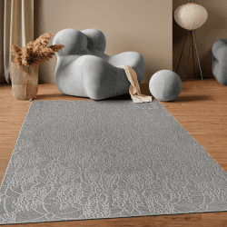 Paco Home Outdoor Teppich Wetterfest Balkon Küche Wohnzimmer Orientalisches Muster Vintage Optik Einfarbig 3D Modern, Grösse:200x280 cm, Farbe:Anthrazit 3