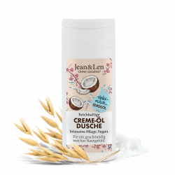 Jean & Len Reichhaltige Creme-Öl Dusche Hafermilch & Kokosöl Reisegröße, schützt die Haut vor dem Austrocknen, praktische Reisegröße, ohne Parabene & Silikone, pH-hautideal, vegan, 50 ml (1er Pack)