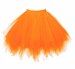 Karneval Damen 80er Puffy Tüllrock Tütü Röcke Tüll Petticoat(MEHRWEG) S-L Orange
