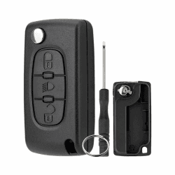 Autoschlüssel- für Peugeot Citroen 3 Tasten Klappschlüssel-Etui mit Schraubendreher und Schlüsselring Lights Pushbutton VA2 Klingen CE0523
