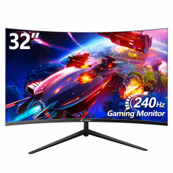 32 Zoll Curved Gaming Monitor, 1K Full HD 1080P (1920x1080), 240Hz, 1ms, 1500R, AdaptiveSync, DCI-P3 90%, SRGB100%, Eye Care
