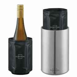 SILBERTHAL Weinkühler Edelstahl Doppelwandig mit 2 Kühlmanschetten - Aktive Kühlung mit Kühlmanschetten - Ideal für Weißwein und Rosé…