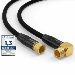 7,5m SAT Antennenkabel Satellitenkabel Digital HDTV 5-Fach 135dB 2X F-Stecker 1x 90° gewinkelt VERGOLDET Koaxialkabel Class A+ Ultra HD 4K 3D UHD Koaxial Satelliten Router Modem Kabel (7,5m, Schwarz)