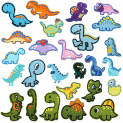 LETTERASHQP Flicken zum AufbüGeln Kinder 26 Stück Dino Bügelflicken Kinder Patches zum Aufbügeln Dinosaurier Aufnäher Tiere Kinder Aufnäher zum Aufbügeln für DIY T-Shirt Jeans Kleidung Taschen Mützen