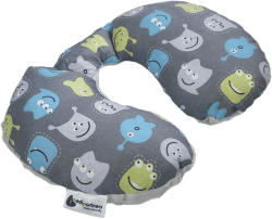 Medi Partners NACKENKISSEN Kinder Nacken Nackenstütze 100% Baumwolle/Minky Baby Nackenhörnchen für auto Kinderwagen autofahrt reisen Schlaf Hals kissen Schlummerrolle (Kreaturen mit grauen Minky)