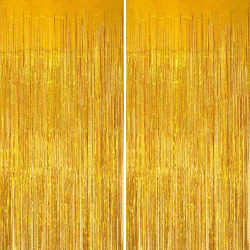 KERNOWO Lametta Vorhang Gold Glitzer,2 Stück Party Luftschlangen Party Hintergrund Folien Luftschlangen Dekoration für Geburtstagsdeko Neujahr Hollywood Hochzeit 90er Abschluss Graduation Party Deko
