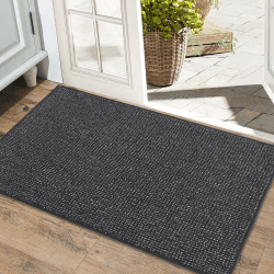 BEQHAUSE Fußmatte Innen Schmutzfänger Türmatten rutschfest, Schmutzfangmatte Waschbar Eingang Matte Fussmatte für Front Hintertür, Eingang, Flur, Küche, 60x89 cm, Holzkohle