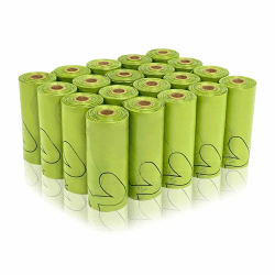 AiTodos® 300 Artikel Hundekotbeutel, Mais-Dip-Mix PET, Polyethylen + Biologisch Abbaubares Material, Halb Biologisch Abbaubarer Hundekotbeutel, Unterwegs – 31 x 23 cm – Grün (20 Rollen à 15 Stück)