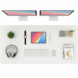 K KNODEL Tischunterlage, Schreibtischunterlage, 120 x 60cm PVC Tischunterlage, Laptop Tischunterlage, wasserdichte Schreibunterlage für Büro- oder Heimbereich, doppelseitig (Weiß/Beige)