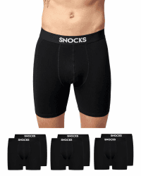 Snocks Lange Boxershorts Herren Set 6er-Pack Bio Baumwolle Gr. S – 4XL I Herren Unterhosen ohne kratzenden Zettel I Boxer mit Gummibund mit Logo & idealer Passform ganz ohne zwicken & aufrollen 6x Schwarz M