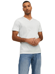 JACK & JONES Male T-Shirt Einfarbig V-Ausschnitt T-Shirt XXL Weiß