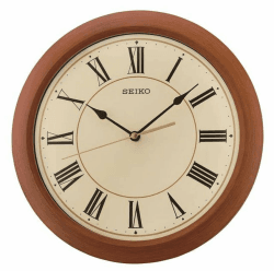 Seiko Wanduhr braun Kunststoff Schleichende Sekunde QXA713T