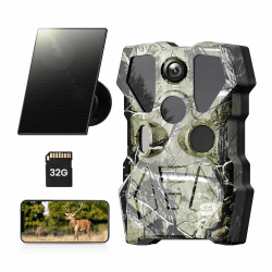 XTU Wildkamera WLAN mit Handyübertragung App - 64MP 2.7K Solar Wildtierkamera mit Bewegungsmelder Nachtsicht,30 Meter Fernzugriff,0.2S Auslösezeit 120°Erfassungswinkel,mit 32GB SD-Karte 5600mAh