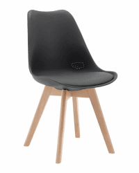 WOLTU Esszimmerstuhl mit Massivholz Beine, Skandinavische Küchenstühle, Wohnzimmerstuhl, Retro Design, Sitzfläche aus Kunstleder, Polsterstuhl Lehnstuhl, Grau BH29gr-1