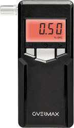 OVERMAX AD-06 Alkomat Professional, elektrochemischer Platinsensor, Genauigkeit bis zu 0,05, Bereich von 0,00 ‰ bis 4,00 ‰, 10 Mundstücke enthalten, 2 AA-Batterien