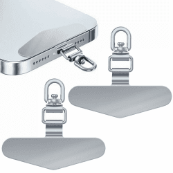 GYHWOFUL 2 Edelstahl Handy Lanyard Pads - Handykette Universalpads - Tragbar Telefon Halteband Patch - Dünn und Leicht - Multifunktionales Handytasche Patch (Silber)