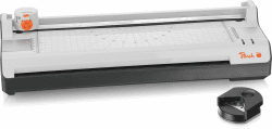 Peach 6 in 1 Laminiergerät A3 inkl. Eckenrunder, Trimmer, 100 Laminierfolien verschiedene Größen | ABS | geeignet für alle handelsüblichen Folien bis 2x125 mic. | Heiß- & Kaltlaminiergerät | PBP450P
