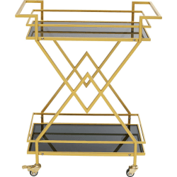Kare Design Servierwagen Pyramids, Accessoire, rollbar, Glas, Schwarz/Gold, Höhe 79cm