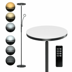 Anten Deckenfluter LED Dimmbar København | 30W Stehlampe LED & 5W Leselampe | Stehleuchte Wohnzimmer mit Fernbedienung, 4 Lichtfarbe, Helligkeit stufenlos einstellbar für Schlafzimmer Büro, Schwarz