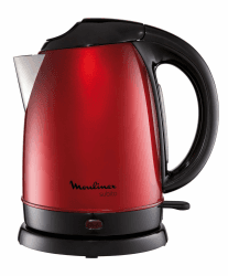 Moulinex Subito Wasserkocher, Edelstahl, 1,7 Liter Fassungsvermögen, Abnehmbarer Kalkfilter, Klappdeckel, Weinrot, BY530530