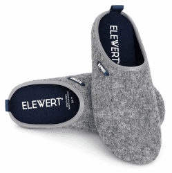 ELEWERT® Barefoot Filzpantoffeln I Hausschuhe Herren I Damen Recycelte Slipper I Herausnehmbares Fußbett I Natürliche Gummisohle I Rutschfeste Pantoletten I Made in Spanien I EU 37-47 40 EU Grau