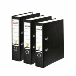 Original Falken 3er Pack PP-Color Ordner. Made in Germany. 8 cm breit DIN A4 schwarz Vegan Kunststoff-Ordner Ringordner Aktenordner Briefordner Büroordner Plastikordner Schlitzordner Angebot bei HelloDeals