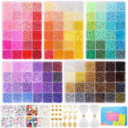 Funtopia 4mm Perlen Set, 120 Farben Perlen für Armbänder mit 680 A - Z Ä Ö Ü ß Buchstabenperlen, 460 Stück 14 verschiedene Charms für Mädchen Kinder