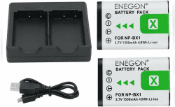 NP-BX1 ENEGON Ersatzbatterie (2er Pack) und Rapid Dual Charger für Sony NP-BX1, NP-BX1/M8 und Sony Cyber-Shot DSC-RX100, DSC-RX100 II, DSC-RX100M II, HDR-CX405