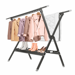 REAMIC Faltbarer Wäscheständer,98 Zoll Heavy Duty Wäschetrockner Rack,Schuhe und Kleidung Wäscheständer, Kleidungsständer mit winddichten Haken für Indoor Outdoor