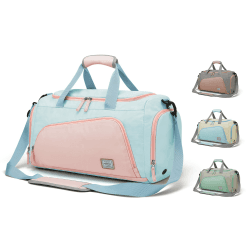 WindTook Sporttasche Damen 35L Fitnesstasche Reisetasche Frauen Trainingstasche Duffel Bag Weekender Schwimmtasche mit Schuhfach Sport Gym Tasche für Sport Fitness Yoga, 53x27x27cm, Rosa/Blau-35L Rosa/Blau-a-35l