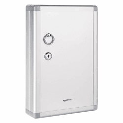 Amazon Basics Schlüsselkasten für 24 Schlüssel, abschließbarer Kasten, Rechteckig, 6.1 x 21.59 x 31.75 cm, Silber