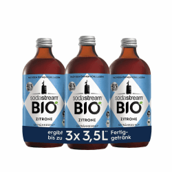 SodaStream Sirup 3x BIO Zitrone, 1x Flasche ergibt 3,5 Liter Fertiggetränk, Sekundenschnell zubereitet und immer frisch, 3x 500 ml