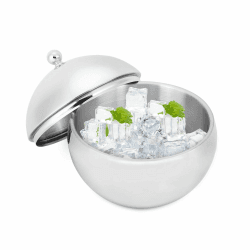 Eiskübel, kugelförmiges Eisfass mit Deckel aus Edelstahl, leicht zu tragender Kleiner Kühlbehälter, isolierter Kühlschrank für Zuhause, Auto, Ausflug, Party, Bar