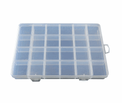 Perlenbox XL groß Sortierbox mit 24 Fächern 25cm Sortierkiste Kunststoff Container Materialbox Sortimentskasten Sortimentsboxen für die Schmuck, Perlen Nailart Kosmetik und andere Mini waren