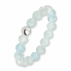GD GOOD.designs Anti Stress Ring aus Naturstein Perlen für Damen - Perlenring elastisch - Anxiety Ring facettiert I Ringgröße 52-62 I Valentinstag-Geschenk für Sie Aquamarin