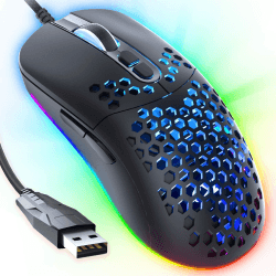 CYD C306 kabelgebundene RGB Gaming Mouse, USB 3.0-Maus mit seitlichen Tasten, Gaming Mouse mit ergonomischem Design, programmierbarer Gaming Maus, Snap-Change-Tracking & Shootout-Gaming Maus-DPI 7200