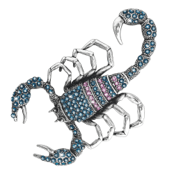 KristLand Vintage Skorpion Brosche mit Vollem Kristall Stein Coole Tier Brosche für Männer Geschenk Corsage Modische Brosche Geburtstag Party Geschenkbox Frauen Blau