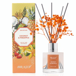 Airkeep Raumduft Coconut& Pineapple Duft, Reed Diffuser mit 8 Duftstäbchen, Lufterfrischer für Badezimmer, Wohnung, Heimdekoration, 100ml