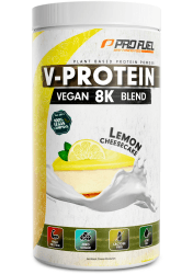Vegan Protein – ZITRONE KÄSEKUCHEN - V-Protein 8K Blend - unglaublich lecker & cremig - mit Protein aus Sonnenblume, Reis, Erbse, Hanf, Kürbis uvm. - pflanzliches Proteinpulver mit 79% Eiweiß