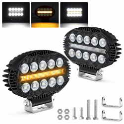 Fxlpower 2 Stück 22W LED Flutlicht Arbeitsscheinwerfer mit Orange Weiß Positionslicht 9-60V Zusatzscheinwerfer, IP67 Offroad led scheinwerfer für Auto, LKW, Traktor, 4x4, ATV, Boot, Motorräder