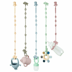 PandaEar 5er Pack Schnullerkette Silikon, Cup Catcher Baby, Kinderwagen Spielzeug Kette Befestigung, Dinosaurier Baby Spielzeug sicherheitsgurte für Flaschen, Beißring, Hochstühle