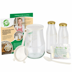 Curly Superfood Kefir Starter Set Bio - Kefirknollen aus deutscher Herstellung zum einfachen Herstellen von Milchkefir - Frischer Kefirpilz inkl. Kefir Zubehör & ausführlicher Anleitung