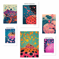 Nacnic 6er-Set Kusama-Kürbis Poster mit Designillustrationen zur Dekoration der Wände Ihres Zuhauses. Räume, Büro, Laden und Geschäft Format A3 und A4 Rahmenlos
