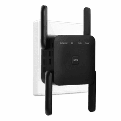 WLAN Verstärker 1200Mbit/s WiFi Repeater Dualband 2,4GHz+5GHz WiFi Booster mit Repeater/Router/Access Point Modus,4 Antenne,Einfache Einrichtung,WiFi Extender Booster Mit LAN/WAN Port