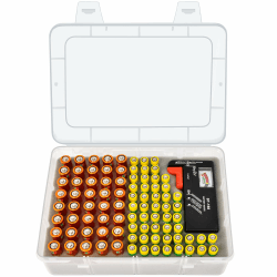 Casmilee Batterie Aufbewahrungsbox, Batteriebox Hält 40 AA & 50 AAA Batterien Mit Batterietester, Batterie Box Organizer Aufbewahrung aus Kunststoff, Batteriekasten, Akku Tasche (Nur Box)