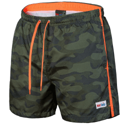 Mount Swiss Männer Badehose Dario mit seitlichen Taschen & Gesäßtasche I Modische Herren Shorts Schwimmen Freizeit Wassersport I Bequeme Badeshorts in vielen Farben Größe S - 6XL L Camouflage