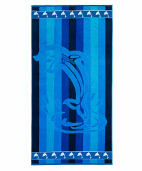 Gözze - Strandtuch, Delphin Design mit Motiven, 100% Baumwolle, 90 x 180 cm - Blau